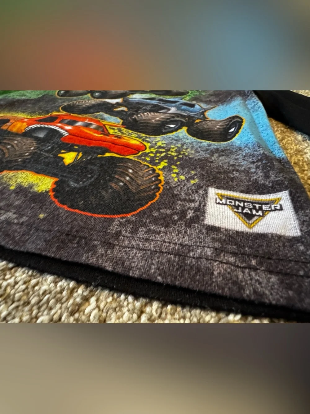 Monster Jam Boys pajama set PJs long sleeve Sz 4 Megalodon Grave Digger Black